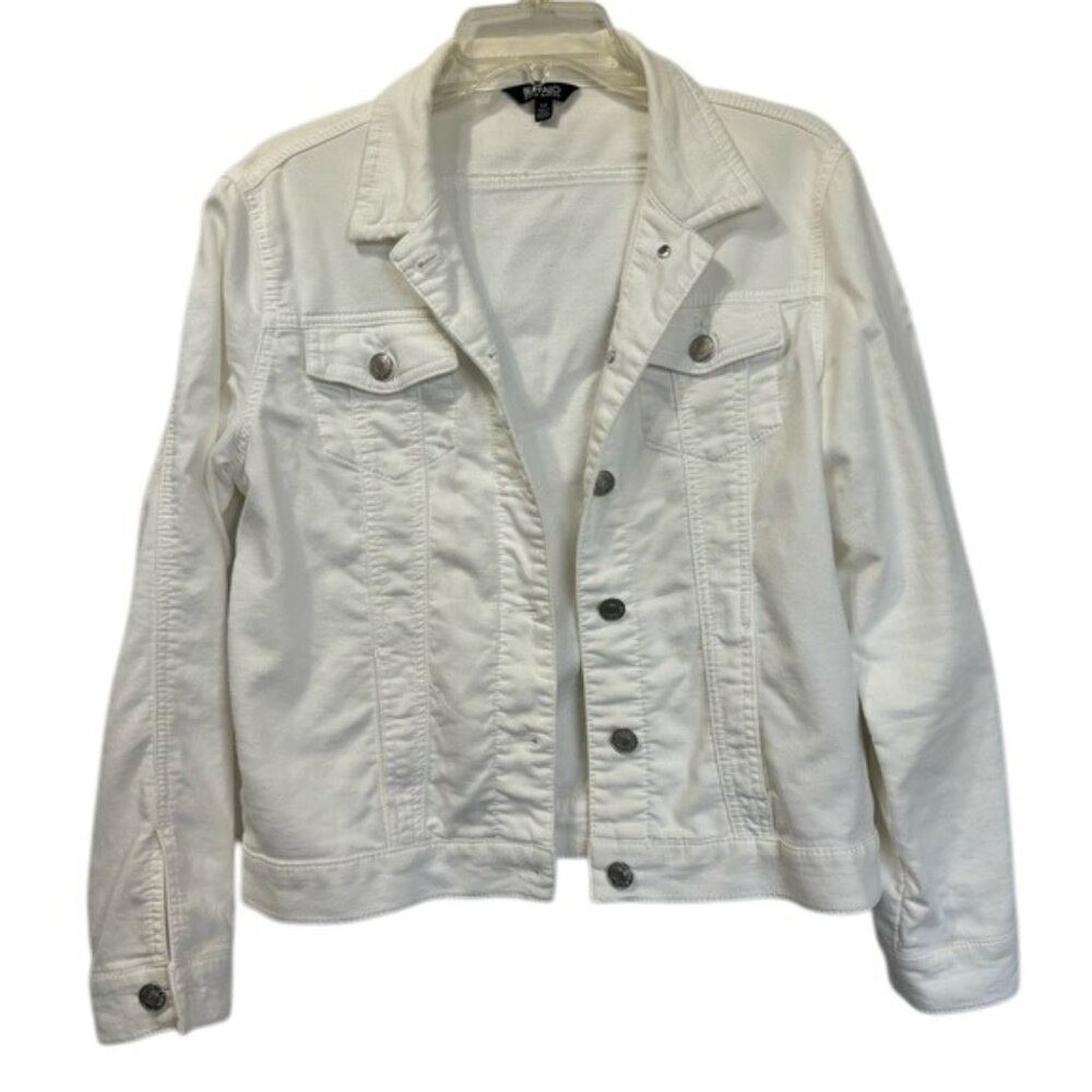 Buffalo David Bitton Womens Stretch Knit Denim Style Jacket in White, Small